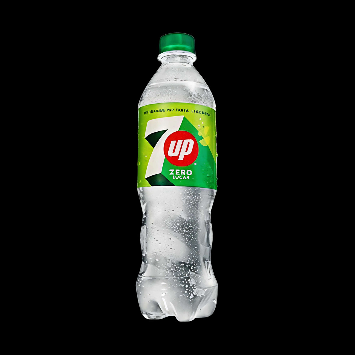 A 500ml plastic bottle of 7 Up Zero Sugar with a green cap and a green and white label featuring the red 7-up logo, shown on a white background.