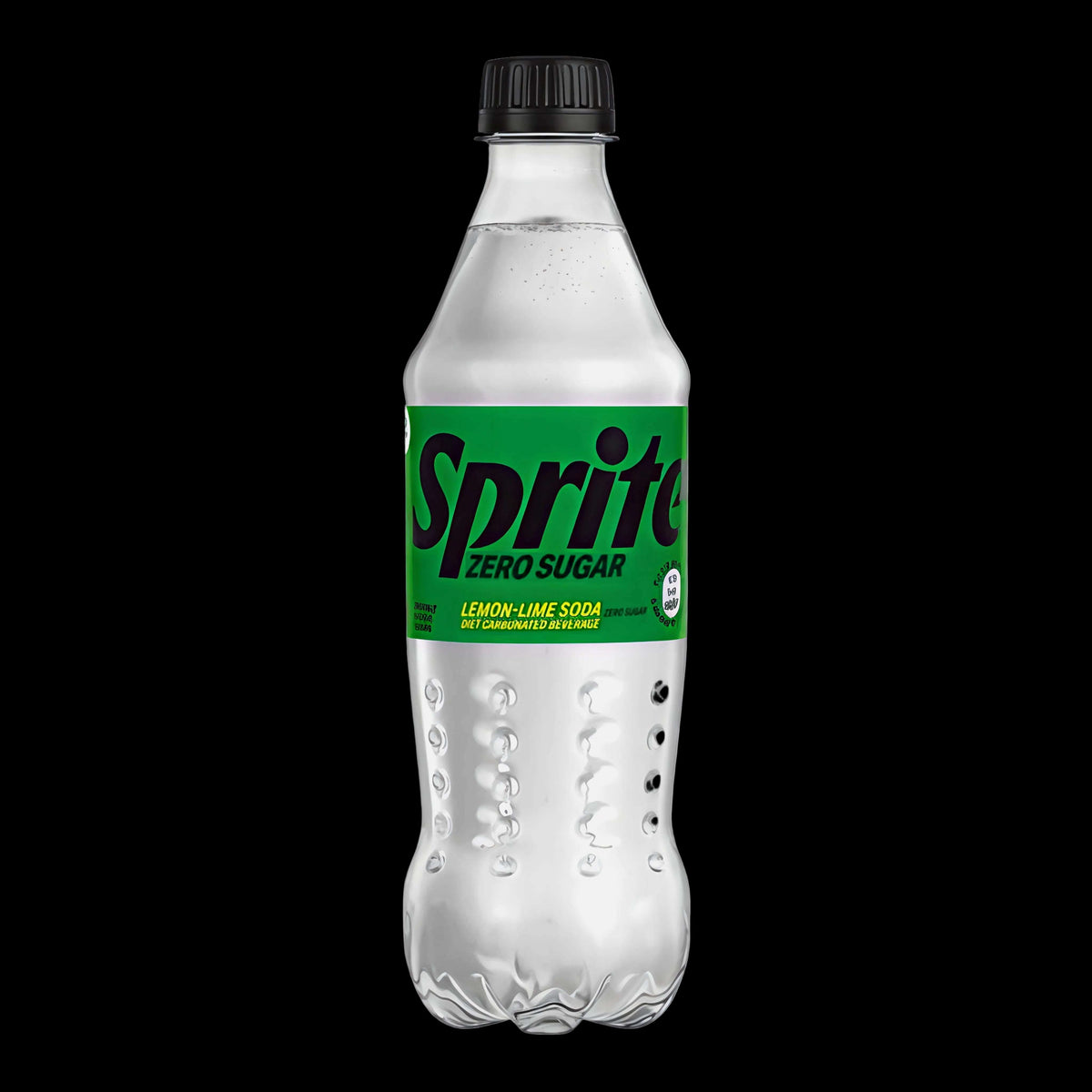 A 33cl plastic bottle of Sprite Zero Sugar Lemon-Lime Soda on a light gray background.