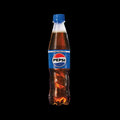A single bottle of Pepsi-Cola soft drink with a blue cap and blue/red label, shown upright on a light gray background.